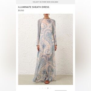 Zimmermann Illuminate Sheath Dress - Blue and Cream Dress